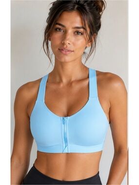 Victoria’s Secret On Point Front zip Maximum Support sports Bra blue NEW 38DD